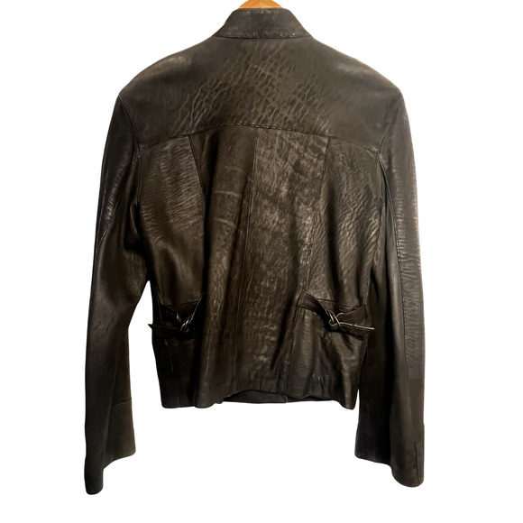 Sardar London Leather Jacket Womens Small Black Double Breasted Military England - Picture 9 of 16